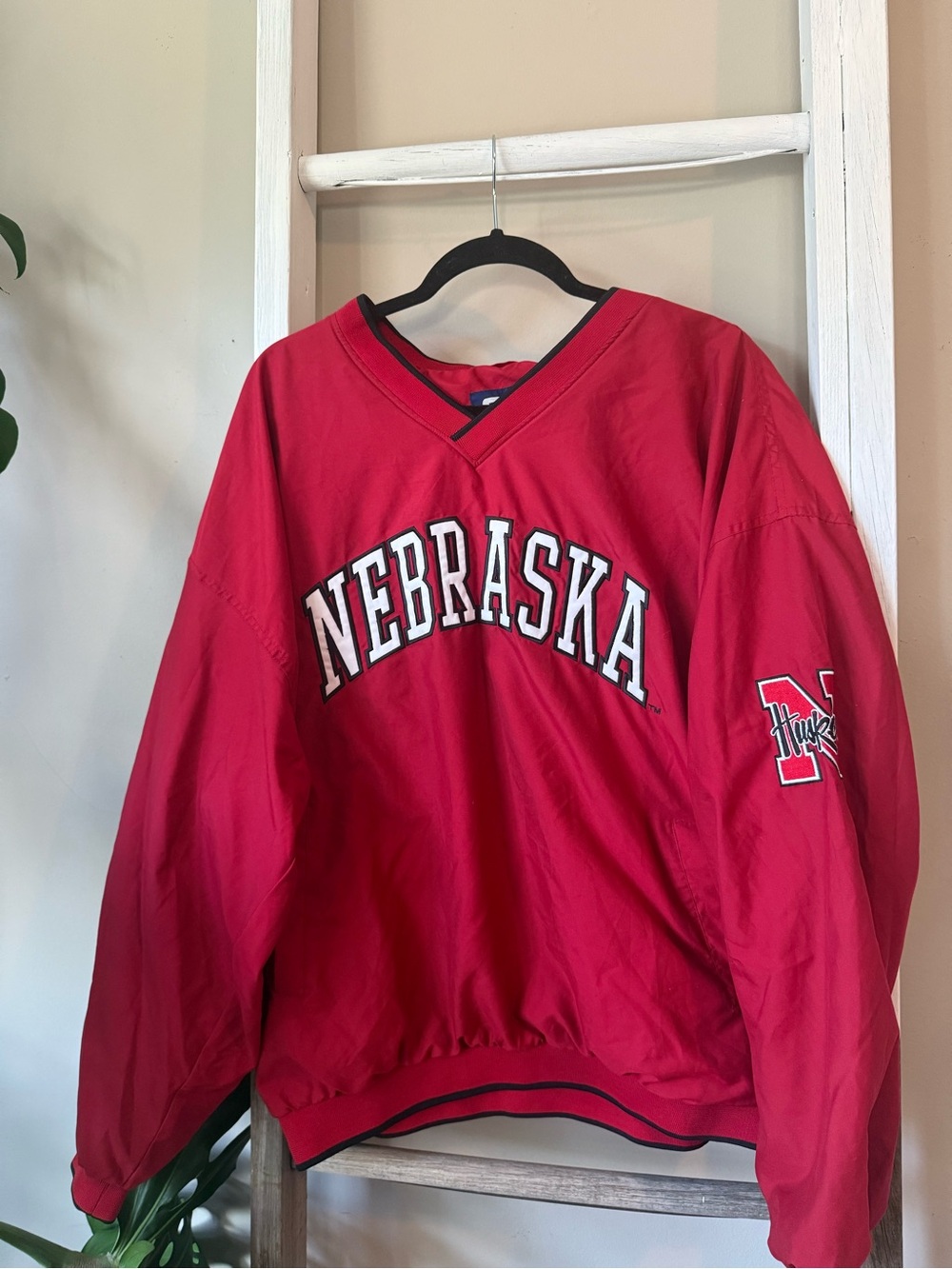 Vintage Nebraska Red V-Neck Team Pullover Sweater